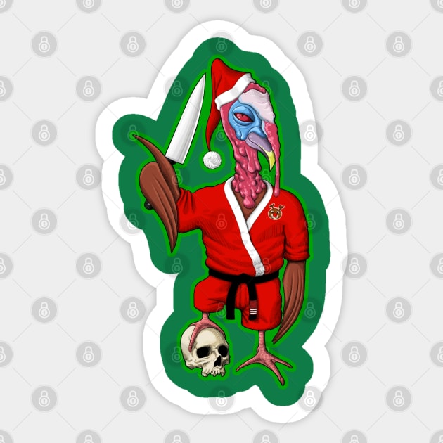 Jiu jitsu Christmas - Turkey butcher Sticker by undersideland